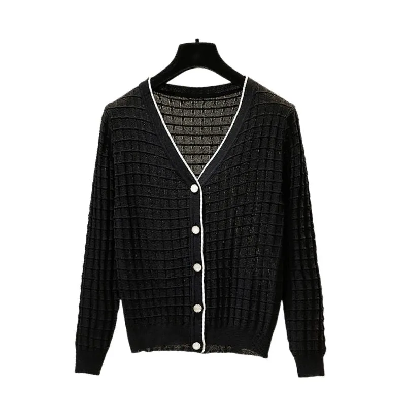 LA ELLE Women's Elegant Fashion Knitted Cardigan Sweater Jacket