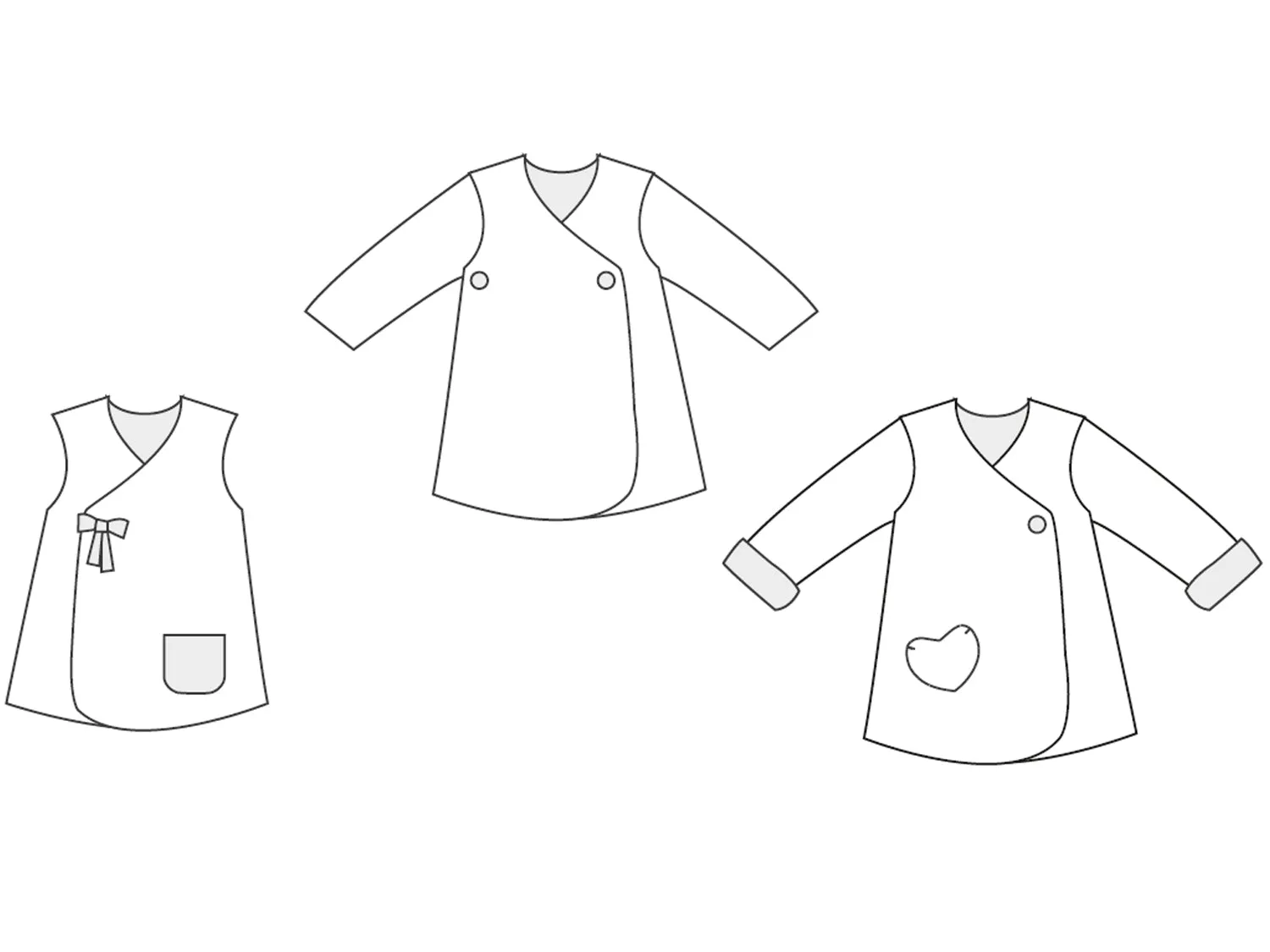 LENA Baby girls tunic wrap jacket sewing pattern Paper pattern