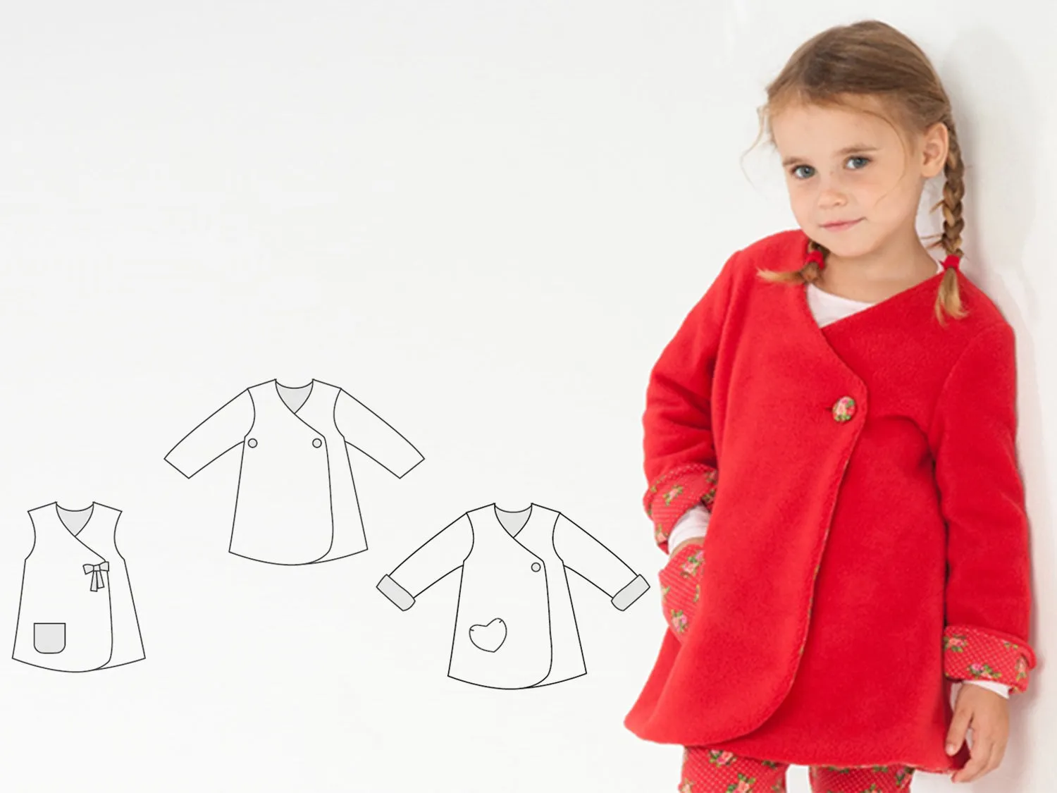 LENA Baby girls tunic wrap jacket sewing pattern Paper pattern