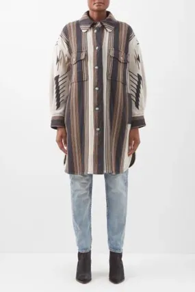 LESLIE STRIPED WOOL JACKET IN BROWN