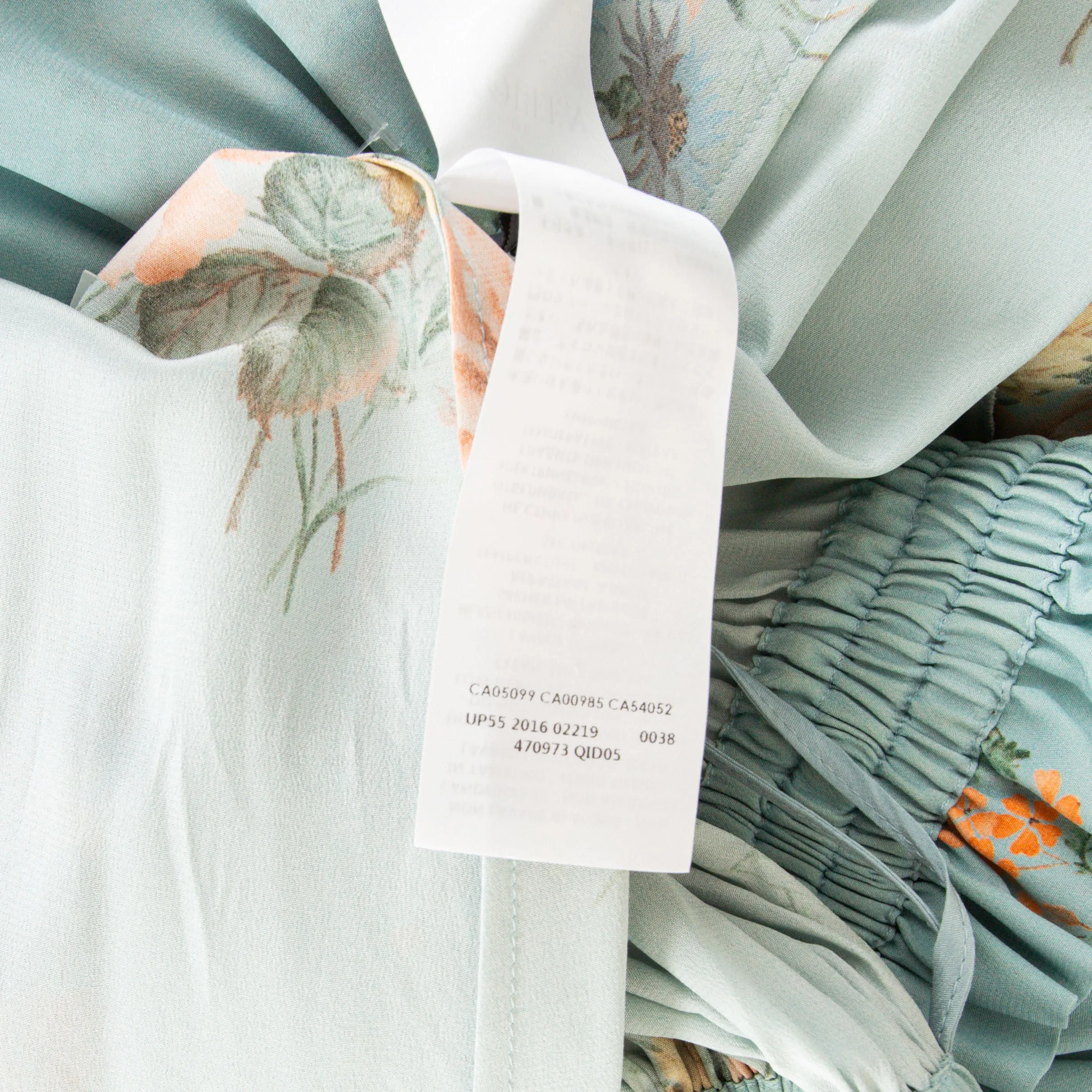 Light Blue Silk Floral Print Off Shoulder Dress