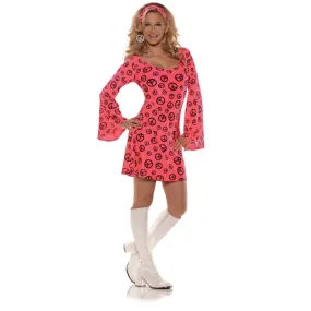 Love & Peace GoGo Dress w/Headband Women's Large Costume