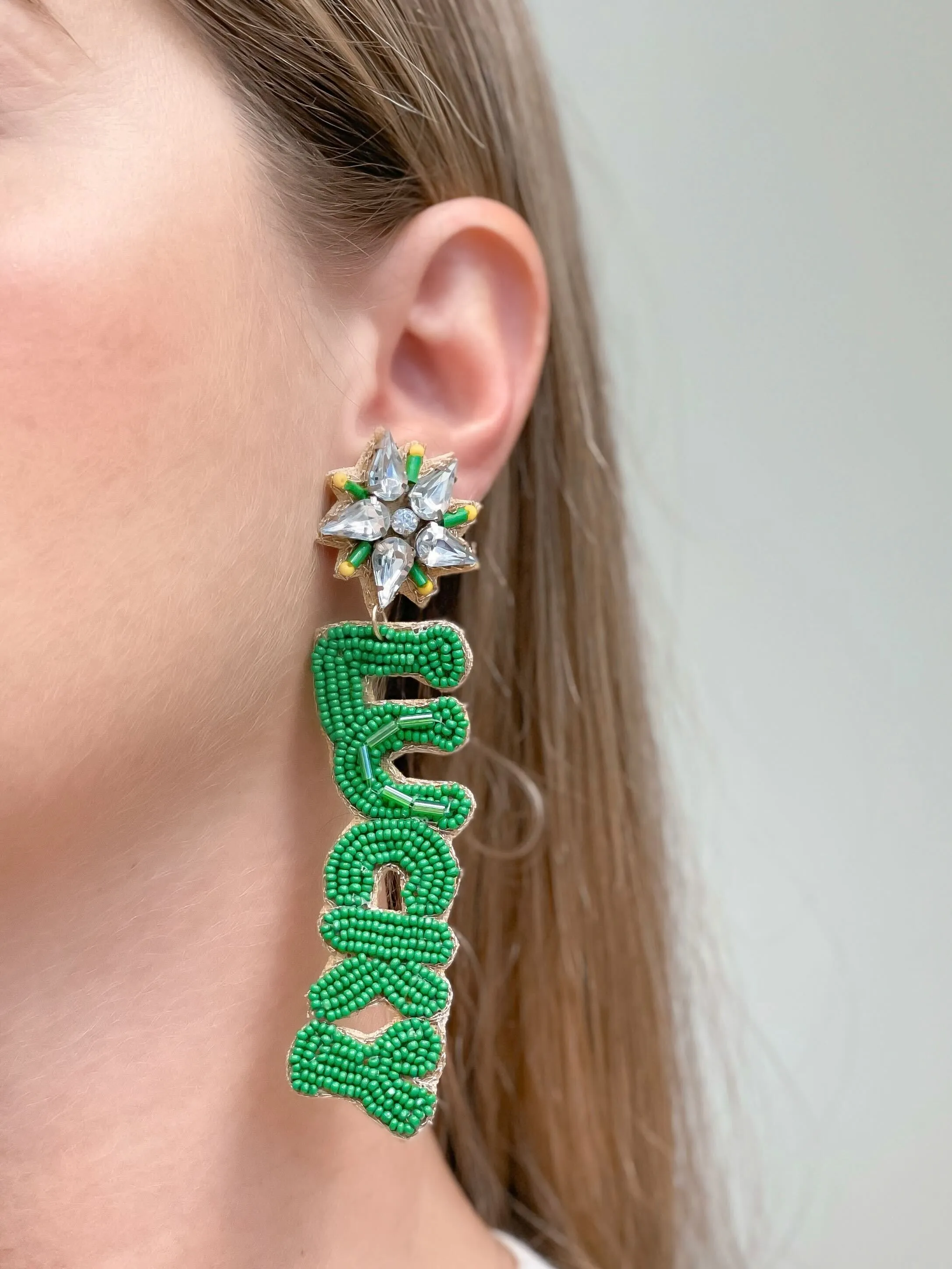 'Lucky Derby' Beaded Dangle Earrings