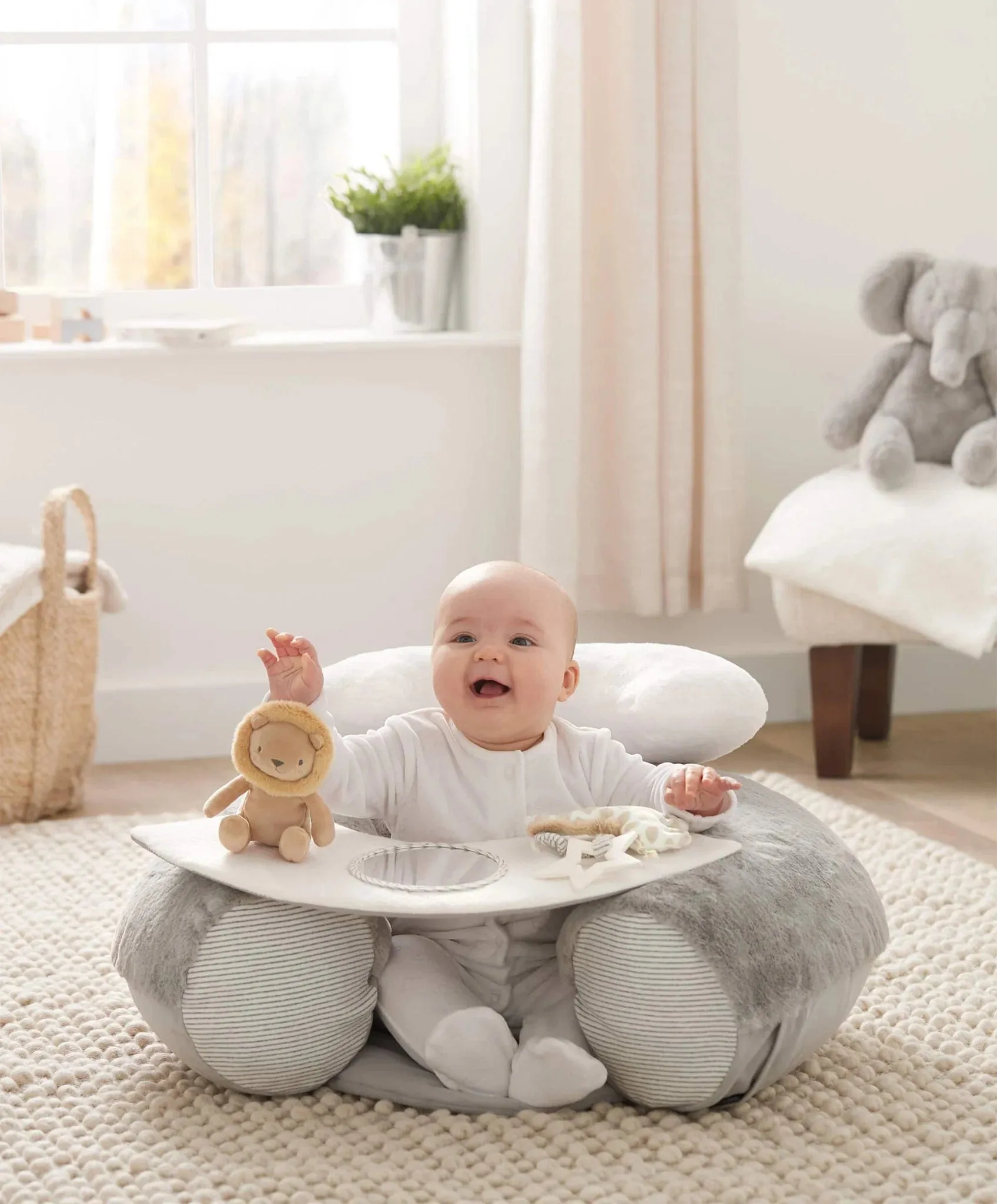 Mamas & Papas Sit & Play Interactive Seat - Welcome to the World, Elephant Grey