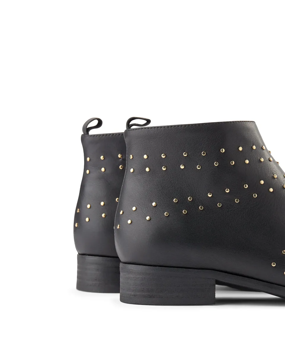 Miho Zip Studs Læder Støvle - BLACK