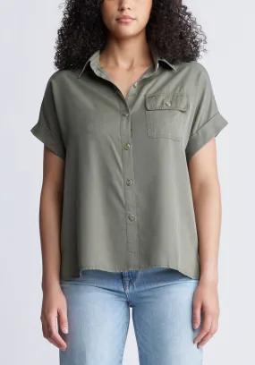 Milly Women's Short Sleeve Shirt, Khaki - WT0132S