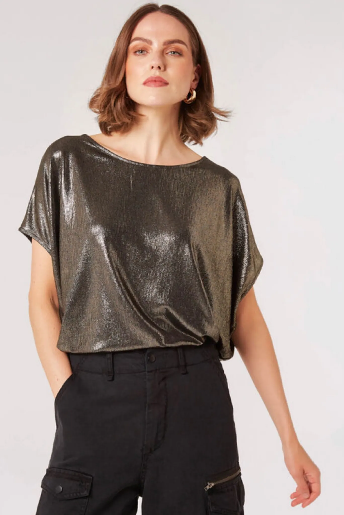 Oversized Metallic Top