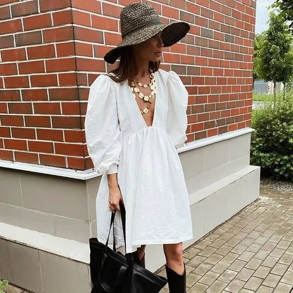 Puff Sleeve Mini Dress