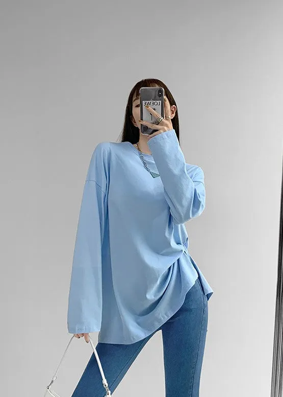 She Is The One side slit long sleeved shirt