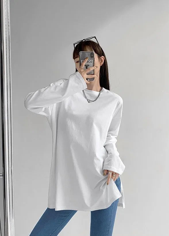 She Is The One side slit long sleeved shirt