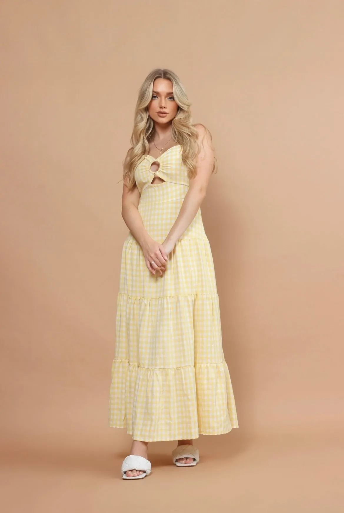 Sunny Yellow Gingham Maxi Dress