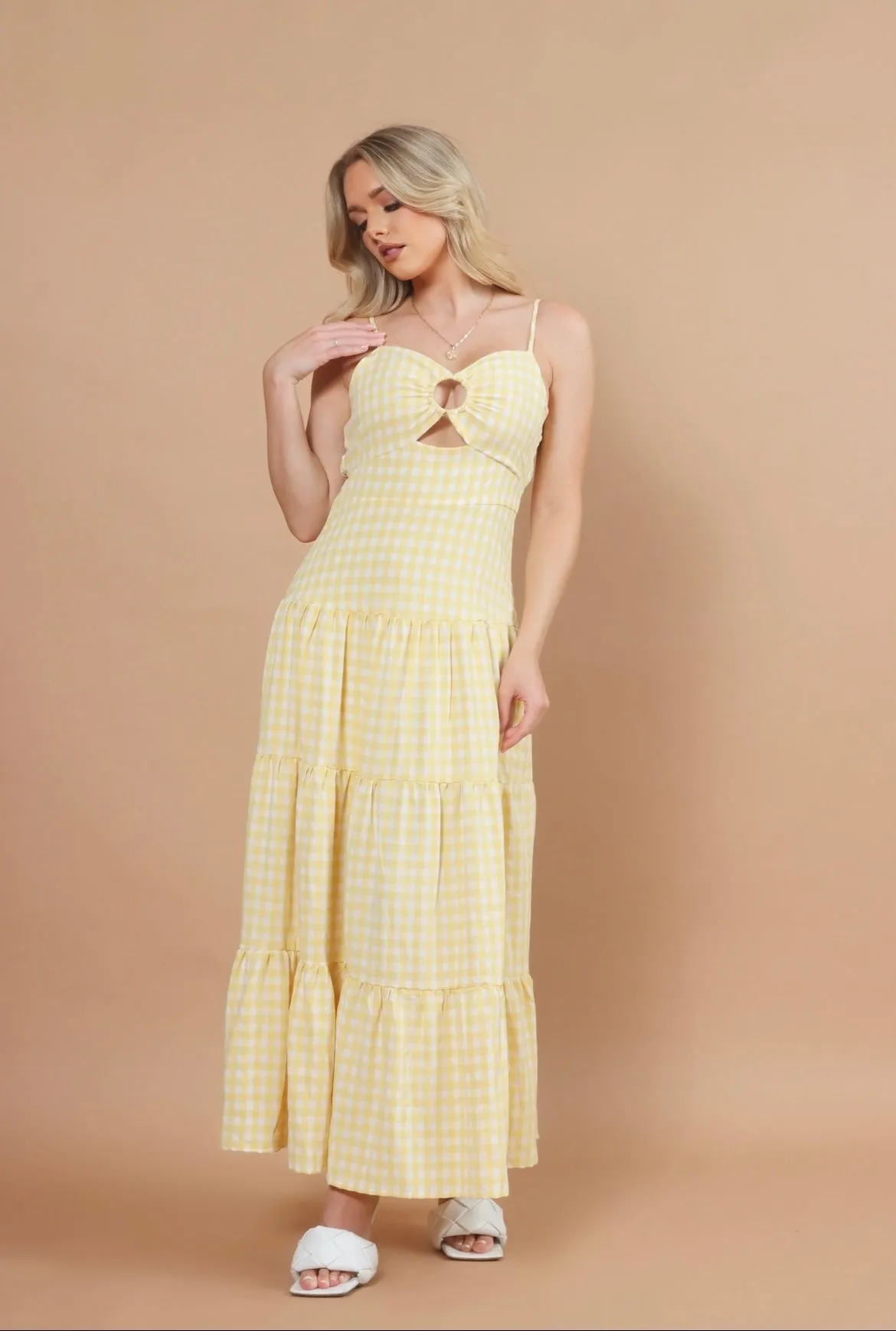 Sunny Yellow Gingham Maxi Dress