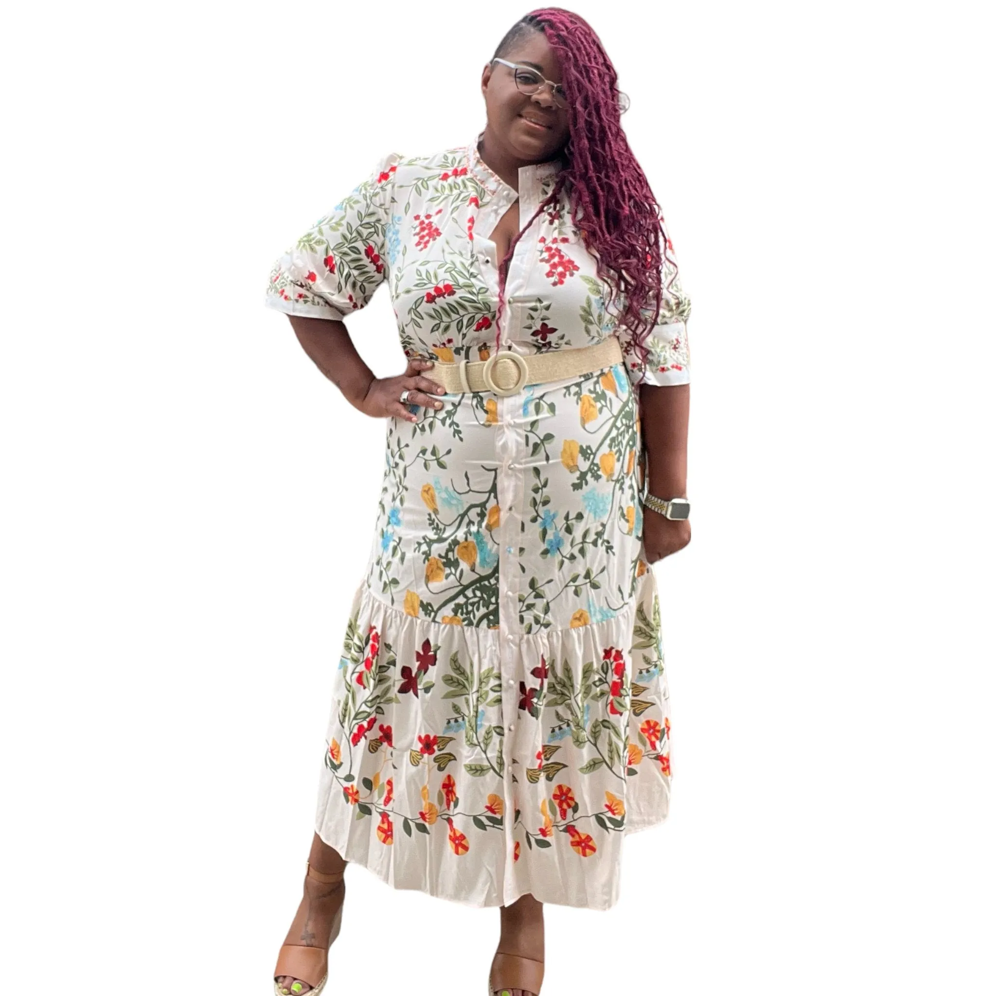 The Desha Floral Maxi Dress (size up)