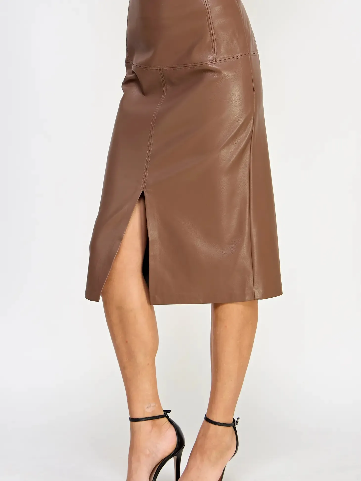 Total Boss Babe Vegan Leather Midi Skirt