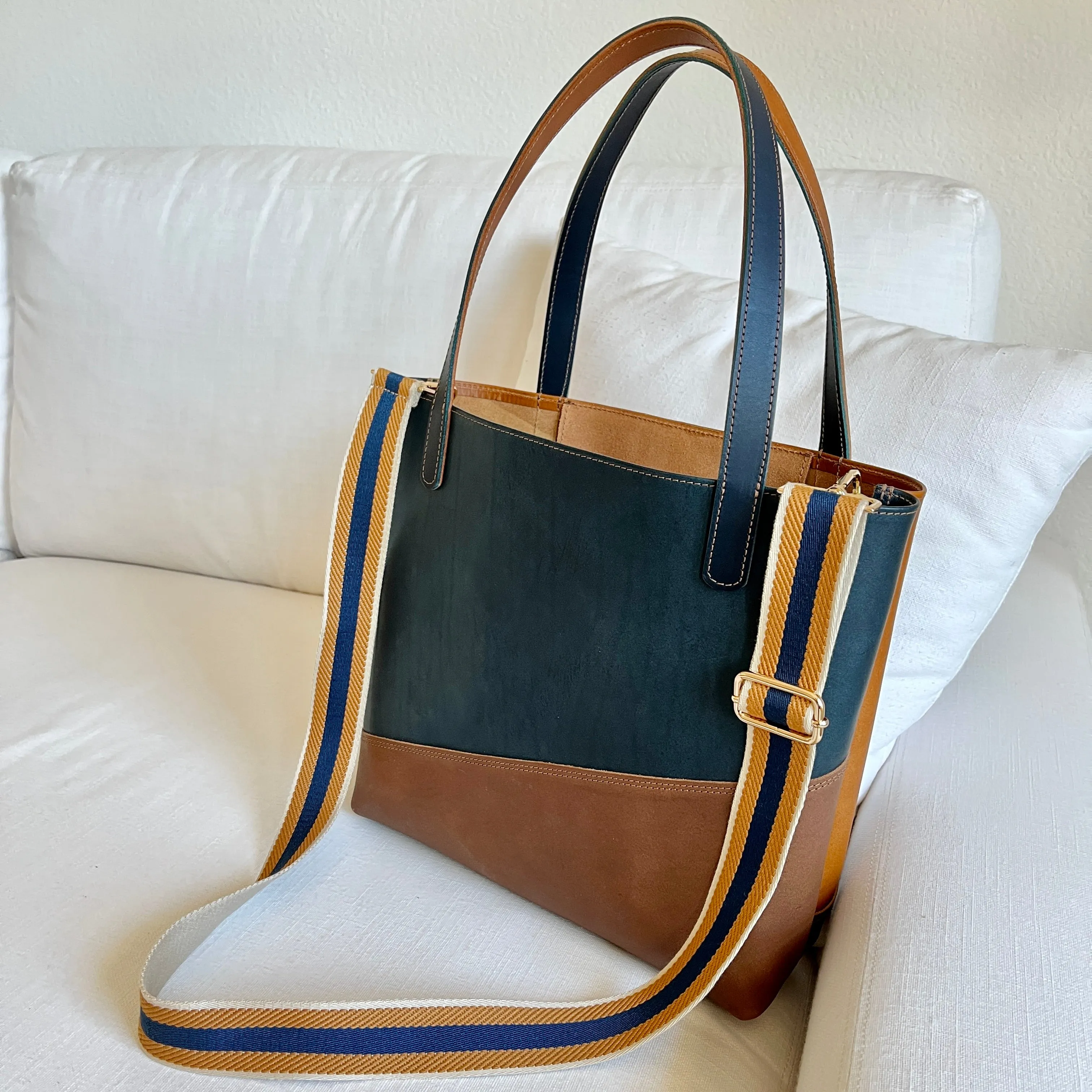 TOTE BAG BROWN   NAVY   COGNAC