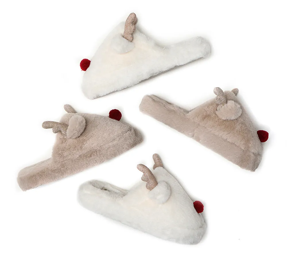 Ultra Plush Unisex Reindeer Slippers