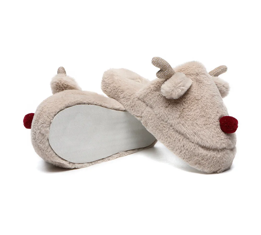 Ultra Plush Unisex Reindeer Slippers