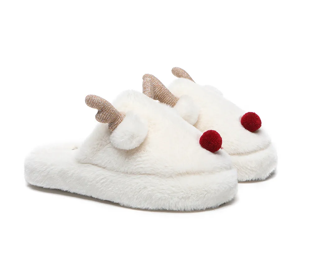 Ultra Plush Unisex Reindeer Slippers